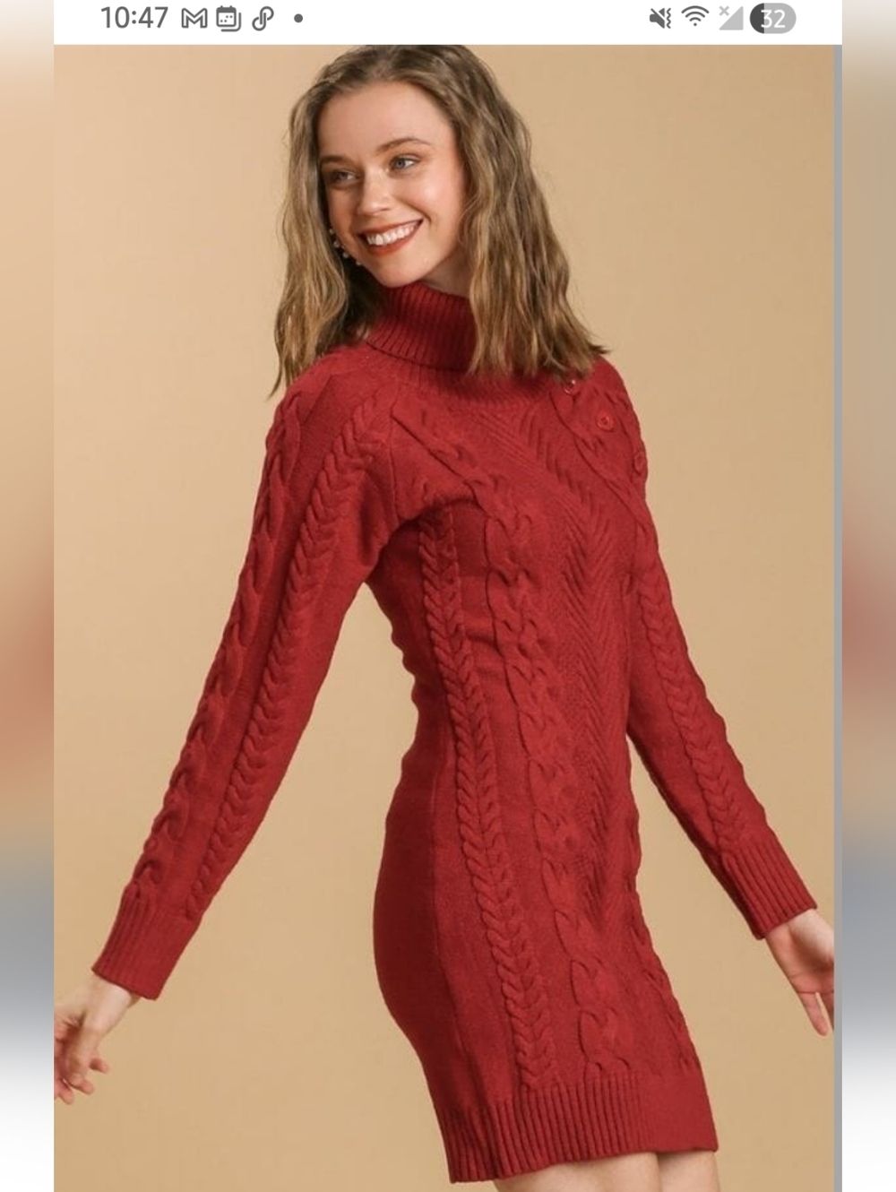 Ann Taylor Wool Blend Red Cable Knit Mock Neck Sweater Dress Long Sleeve Size M